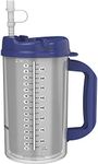 32 oz Double Wall Insulated Hospital Mug - Cold Drink Mug - Large Carry Handle - Includes Straw (1, Blue)