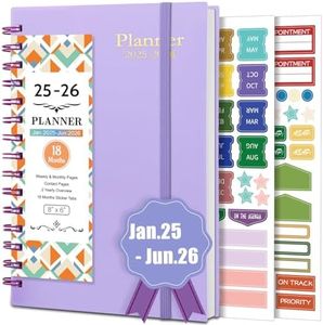 18 Month Planner 2025-2026, Weekly & Monthly Planner from Jan 2025 - Jun 2026, Daily Planner Spiral Bound, Academic Agenda Planner with 100GSM Thick Paper, A5 Size, Light Purple