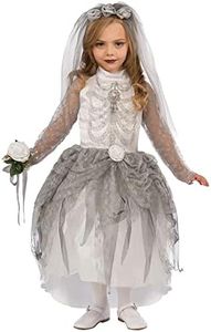 Forum Novelties X75184 Skeleton Bride Kids Costume, White/Grey, Small