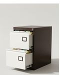 Amazon Brand - Solimo 2 Drawer Steel Filing Cabinet | Lockable Metal File Cabinet for Legal Size Documents | Smooth Glide Drawers | Powder Coated Office Storage Cabinet | (Brown)