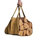 Case4Life Firewood Bag - Log Carrier for Wood - Heavy Duty Waxed Canvas Firewood Carrier - Water Resistant Log Carrier Bag - Brown Dirt Resistant Wood Bag - Camping Accessory