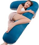 AngQi Body Pregnancy Pillow,L-Shaped Pregnancy Pillow for Side Sleepers,Maternity Body Pillow with Velvet & Jersey Cover, Gray & Navy Blue