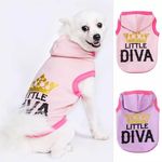 KUTKUT 2Pcs Polycotton Fleece Small Girl Dog & Cat Hoodie, Casual Sports Hoodie With Cap for Toy Poodle, Lhasa Apso, ShihTzu, Bichon Frise etc & Cats, Winter Sweatshirt Warm Hoodie For Small Dogs (SIZE: XL, Chest: 50cm)