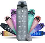 K-MART Water Bottle 1L Sports Water Bottle with Motivational Time Marker, Leak-Proof Drink Bottle BPA Free Non-Toxic for Running, Cycling, Gym, School & Office