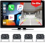 CAMECHO Car Reversing Camera Set with 1080P-4 cameras,10 inch Monitor with Android 13丨2GB+32GB丨Supports Carplay Wireless Android Auto Bluetooth GPS WiFi Loop-Video TF/USB