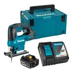 Makita DJV184RT1J 18V LXT Brushless Cordless Variable Speed Jig Saw Kit with D-Handle, Battery (5.0 Ah), Rapid Charger & Interlocking Case