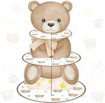 CANDY CHEF Teddy Bear Cupcake Stand 3Tier Brown Bear Cupcake Holder We Can Bearly Wait Baby Shower Decorations Bear Baby Shower Supplies Bear Party Cupcake Tower for Bear Theme Birthday Decorations