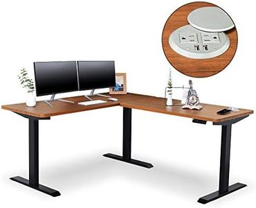 BRODAN Electric Standing L Desk with Power Charging Station, Adjustable Height Sit Stand Home Office Desk, L Shaped Computer Desk, 67x59 inches Corner Stand Up Desk with Collision Safety Sensor