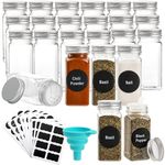 WUWEOT 24 Pack Plastic Spice Jars, 120ml Spice Bottle Square Seasoning Containers, Reusable Salt Pepper Shaker with Airtight Lid Labels and Funnel for Spice, Herbs, Powder and Glitters