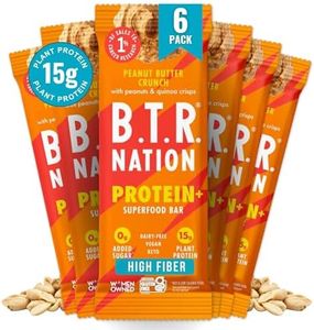 B.T.R Nation Vegan Keto Plant Based High Protein & HIgh Fiber Bars - Peanut Butter Crunch Protein+ | 6 Bars | Low Carb & GF, Free of Sugar Alcohols, Dairy, Soy, with Powerful Superfoods!