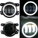 SXMA Dot Approved 4" Led Fog Lamps Lights with Halo Ring for Wrangler JK Lamps Bulb Auto Len Projector with Angle Eye DRL Headlight (1 Pair)