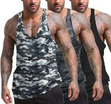 COOFANDY Mens Tank Tops Workout 3 Pack Y Back Gym Muscle Bodybuilding Shirts