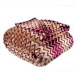 HOMEKART Premium Zig-Zag Jacquard Plush Flannel Blanket for Double Bed| 300 GSM Lightweight Cozy Ultra Soft Luxury Throw for Bed, Couch, Sofa, Camping & Travel (220x230cm or 90x86 In, Golden & Maroon)