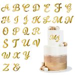 Acrylic Alphabet Cake Topper DIY Personalized Name Cupcake Toppers with A-Z Letter Mirrored Gold Picks for Custom Wedding Cake Decorations Baby Shower Happy Birthday Party Supplies (Uppercase)