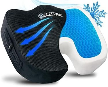 Sleepavo Gel Seat Cushion Memory Foam Chair Pillow with Cooling Gel for Sciatica, Coccyx, Back & Tailbone Pain Relief Orthopedic Chair Pad for Support in Office Desk Chair, Car, Wheelchair & Airplane