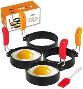 Yubng 3.5 inch Egg Rings for Frying Eggs ,4 Pack Non-Stick Egg Patty Maker, Pancake Mold for Indoor Camping Breakfast Sandwiches Egg Mcmuffins  (4 pack, 3.5inch)
