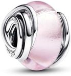 Pandora Moments Encircled sterling silver charm with pink Murano glass and silver foil