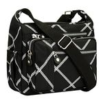 YYW Womens Multi Pocket Casual Cross Body Bag Travel Bag Messenger Handbag for Shopping Hiking Daily Use (Camo black)