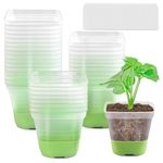 36Pcs Clear Nursery Garden Pots,4'' with Durable Silicone Base, Reusable Seedling Flower Pots for Easy Plant Growth,36Plant Markers for Identification