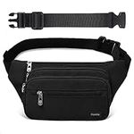 Hopedas Fanny Pack Waist Pack Bag for Women& Men Hip Bum Bag Traveling Yoga Gym for Outdoors Workout Sport and Travel Running -Black