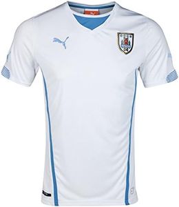 Puma 744324 Men's Soccer Uruguay Away Replica Short Sleeve Shirt, White/Silver Lake Blue, S