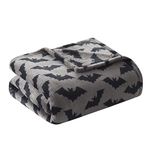 GoodGram Ultra Soft & Plush Autumn & Halloween Chic Themed Oversized Accent Throw Blankets - Assorted Styles (Gray Bats), 50 x 70 inch