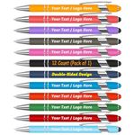 NGTSFLY Personalized Ballpoint Pens with Stylus Tip - FREE PERSONALIZATION, Customized with Your Name, Text, Message for Graduation, Anniversaries - 12 Pens/Pack