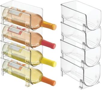 mDesign (lot de 8) range bouteille moderne – casier à bouteilles superposable pour bouteilles d'eau et gourdes – support pour bouteille de vin pour la cuisine ou le garde-manger – transparent