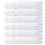 White Classic Wealuxe Cotton Bath Towels - 61x127 CM - Lightweight Soft and Absorbent Gym Pool Towel - 6 Pack - White