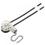 sourcing map Pull Chain Switch On-Off Speed Replacement ZE-109 for Ceiling Fan Lamp Light Clear Silver Pack of 3