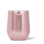 Corkcicle Origins Stemless Cup - Triple Insulated Stainless Steel Travel Wine Cup Tumbler for Coffee, Wine, and Cocktails - Spill Proof, Reusable, BPA-Free, Dishwasher Safe - 12oz/355ml, Rose Metallic