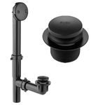Yariwiz 1-1/2" Matte Black Bathtub Tub Drain Kit Bath Waste Overflow Drain Tube Assembly with Touch-Toe Tub Drain Stopper and Overflow Faceplate Matte Black