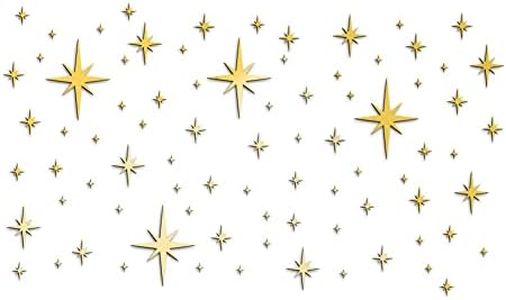 Naiveferry 1 Sheet 82Pcs Acrylic Mirror Star Wall Stickers, Gold Star Pattern Wall Decals Easy to Peel, Self-Adhesive Waterproof Wall Decor Sticker for Bedroom Kindergarten Home Decoration