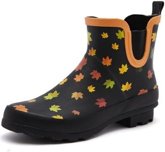 SWIFTFROG Rain Boots for Women - Waterproof Ankle Garden Shoes Anti-Slipping Maple Leaf Printed Rainboots for Ladies Stylish Light Ankle Rain Shoes, Women's Rain Footwear