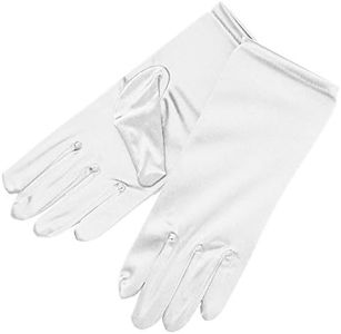 ZAZA BRIDAL Shiny Stretch Satin Dress Gloves Wrist Length 2BL-White