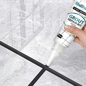 Grout Paint, 2 Pack Black Grout Filler Tube, Grout Cleaner Sealer for Bathroom Shower Kitchen Floor Tile, Fast Drying Tile Grout Repair Kit, Restore and Renew Tile Line, Gaps, Replace Grout Pen(Black)