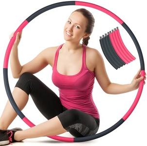 SteadyDoggie Hoola Hoop Stainless Steel Weighted Hula Hoop for Adults - Detachable Ergonomic Design for Muscle Strengthening and Weight Loss - Easy to Adjust and Carry for Home Fitness - Pink and Gray