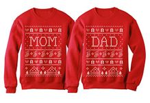 Tstars Mom & Dad Matching Ugly Christmas Sweatshirts Matching Couple Set Outfit Red Small/Sweatshirt Red Medium