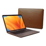 Dreem Euclid MacBook Air Case - 13-Inch Hard Laptop Cover for MacBook Air 2022 (M2), Luxurious Vegan Leather, Top and Bottom Shells for Protection, Slots for USB Ports [Chocolate]