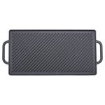 GGC Cast Iron Reversible Grill Griddle for Stove Top, Flat Griddle for Gas Grills, Flat and Ribbed Double-Side to Use, Non-Stick Griddle Plate Top Outdoor Cooking (20" x 9")