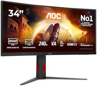 AOC CU34G4Z 34 inch UW-QHD Gaming Monitor Curved, 240Hz, Fast VA Panel, 0.3ms MPRT, Adaptive Sync, HDR400, FreeSync Premium, (3440x1440 HDMI 2x 2.1 DP 1x 1.4 USB Hub) Black