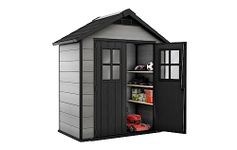 Keter Oakland 754 Tool Shed Grey 4.3 m³ External Dimensions (W x D x H): 229.6 x 124.8 x 253 cm, Duotech Structure, Weatherproof, Double Door, Skylight and Window, Heavy Duty Floor