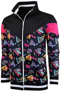 SCREENSHOT Mens Urban Hip Hop Premium Track Jacket - Slim Fit Side Taping Sportswear Urbanwear Streetwear Fashion Top, F11904-black/Pop, Medium