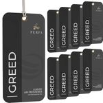 9PCS Greed Disposable Card Car Air Fresheners for Men | Long Lasting Air Freshener Fragrance | Lasts for 2 Weeks | Strong Car Perfume with Odour Eliminating Technology by Perfa