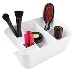 InterDesign Clarity Cosmetic Organizer Tote for Vanity Cabinet to Hold Makeup, Beauty Products - White