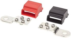 Blue Sea Systems 2340 Battery Terminal Mount Tin-Plated Copper BusBars, Positive and Negative with 4 x 10-24" Stainless Screws, 32V, 100A,Red/Black