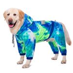 Dog Hoodies Winter Coat for Large Medium Dogs, Pullover 4 Legs Dog Warm Coat Hooded Sweatshirt, Dog Fleece Hoodie Coat for Winter Cold Weather (Tie-Dye Green, X-Large)