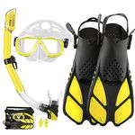 Adults Mask Snorkel Fins Set, Snorkeling Gear for Adult with Fins, Snorkel Sets with Flippers, Adult Anti Leak Scuba Gear with Adjustable Fins Diving Mask Full Dry Top Snorkel with Travel Bags