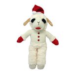 Multipet Lamb Chop Dog Plush Toy w/Santa Hat - Dog Toy for All Dogs - Extra Soft Plush Dog Toy - Stuffed Animal Dog Toy for Cuddling & Playing - Cute Pet Toy (10.5”, Cream)