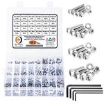 Epi-Torque M3 M4 M5 M6 Stainless Alloy Steel 202 Grade Socket Head Cap Screws Nuts Allen Bolt Washer with Allen Keys Assortment Kit Set with Storage Box Pack of 514 Pcs